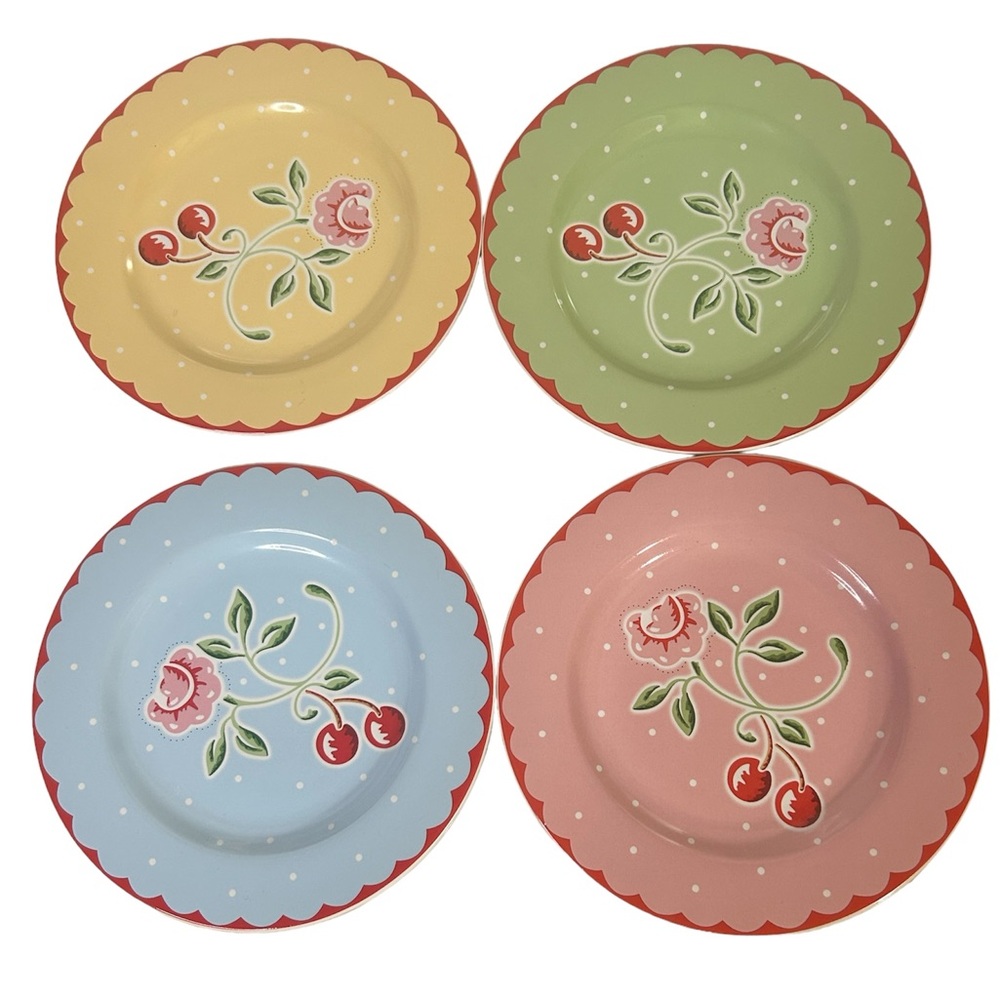 Set of 4 Mary‎ Engelbreit Cherry Blossom Dessert Plates by Sakura